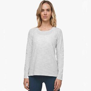 Lululemon Emerald Long Sleeve 3 Colour Space Dye Ice Grey Alpine White Size 8